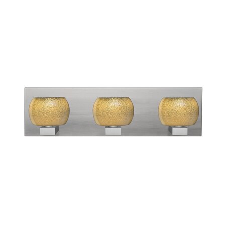 Besa Lighting Keno Vanity, Gold Sand, Satin Nickel Finish, 3x60W Halogen 3WF-KENOGD-SN